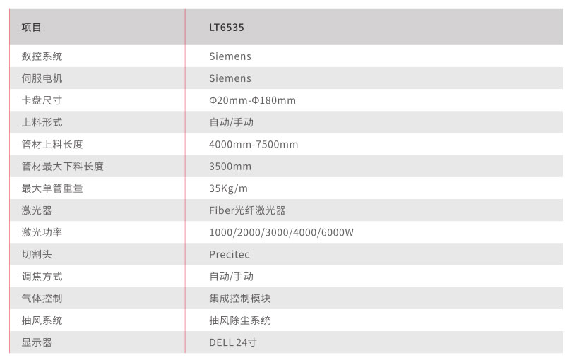 LT6535全自動(dòng)數(shù)控激光切管機(jī)技術(shù)參數(shù)